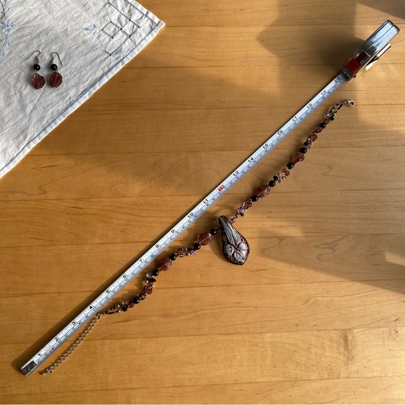 Murano Glass Purple Necklace and Earrings Set - Picture 10 of 14